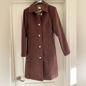 J. Crew Brown Pea Coat with Gold Buttons